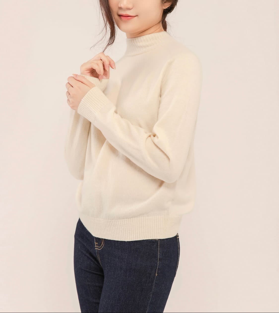 메리노 울캐시 홀가먼트 반목니트 크림 (M)새상품 상품이미지6