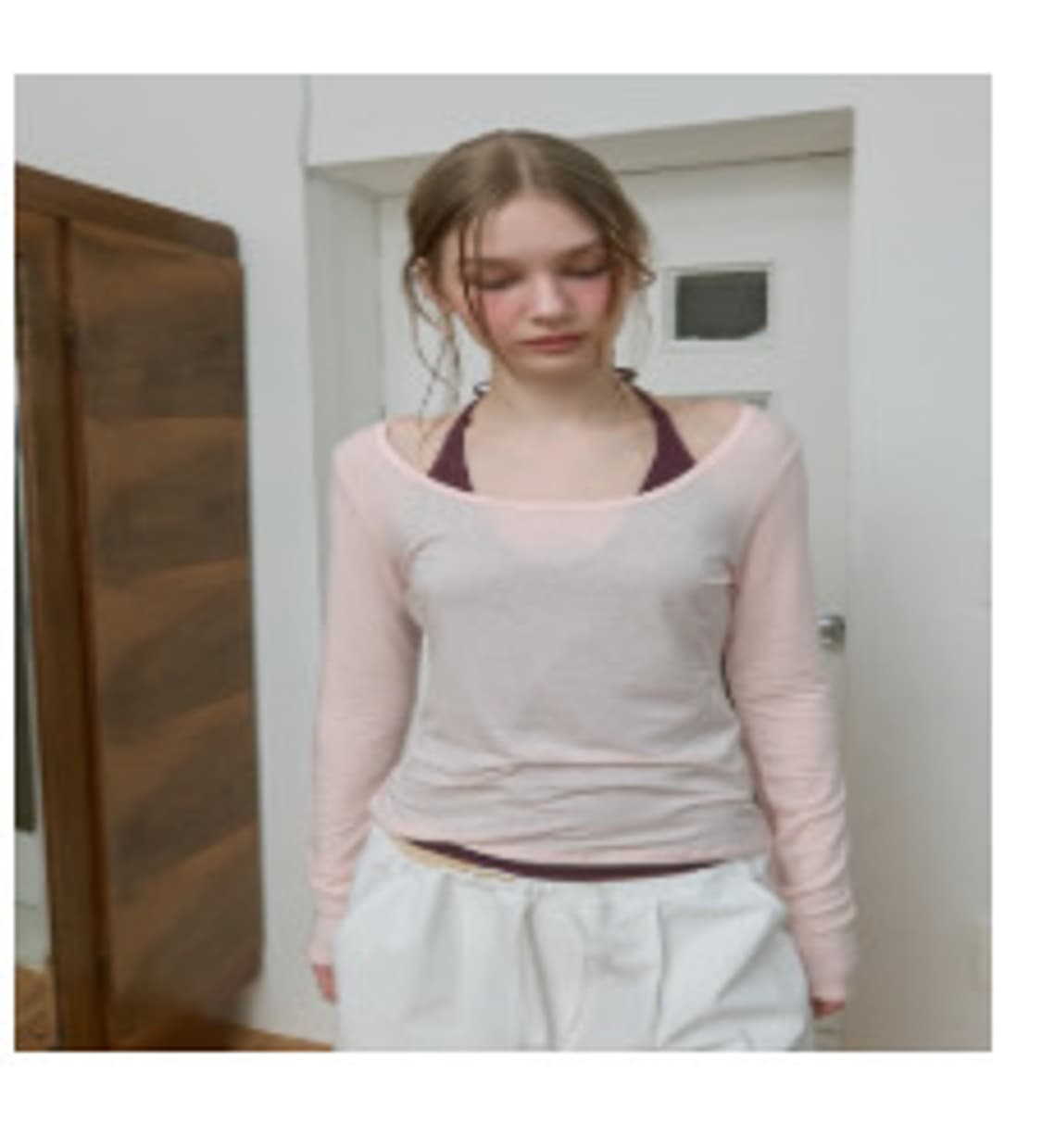 파이시스 Halter Neck Layered Sheer Top_Pink 상품이미지1