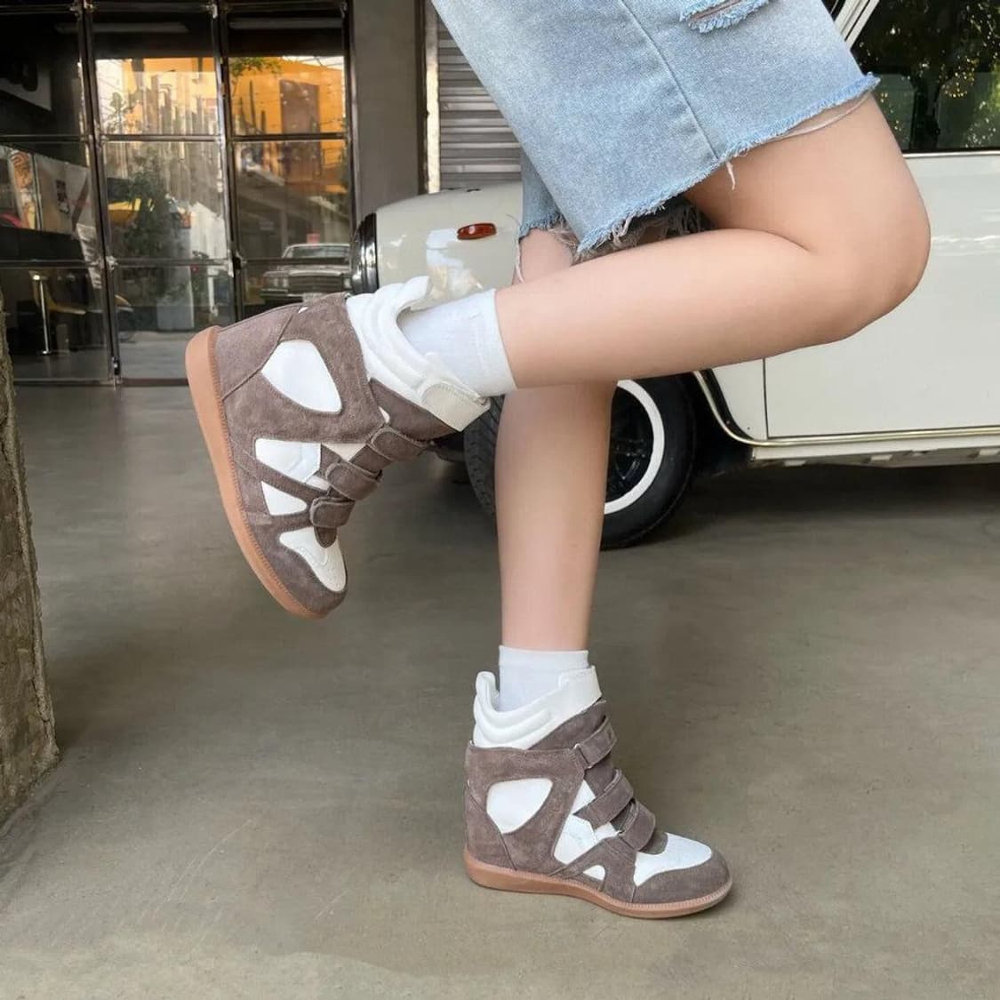 [39] Designer 가죽/스웨이드 웨지힐 스니커즈(250) 상품이미지1