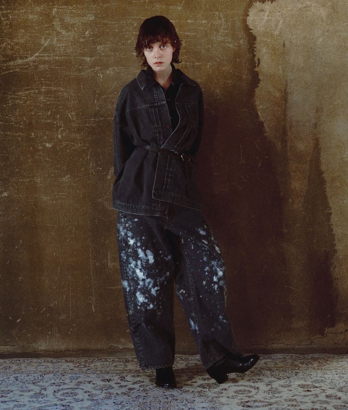 인테림 밀크 페인트 배기 데님 트라우저 상품이미지1