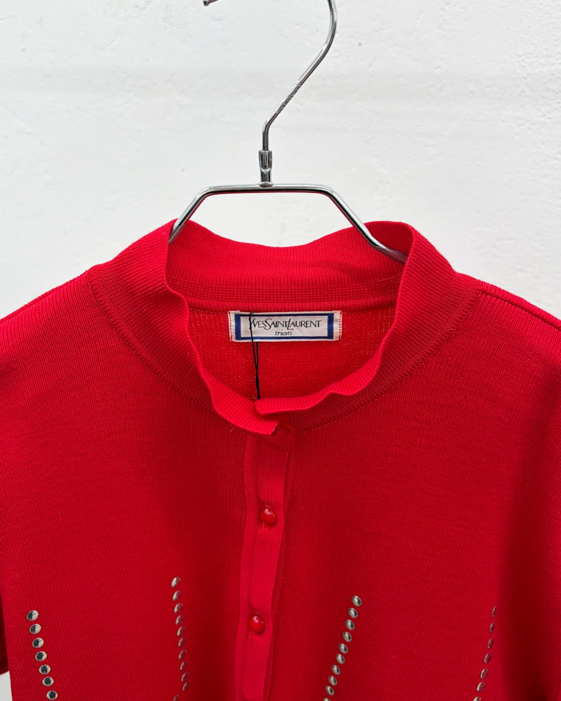 80s 입생로랑 트리콧 하프 버튼 니트 상품이미지5