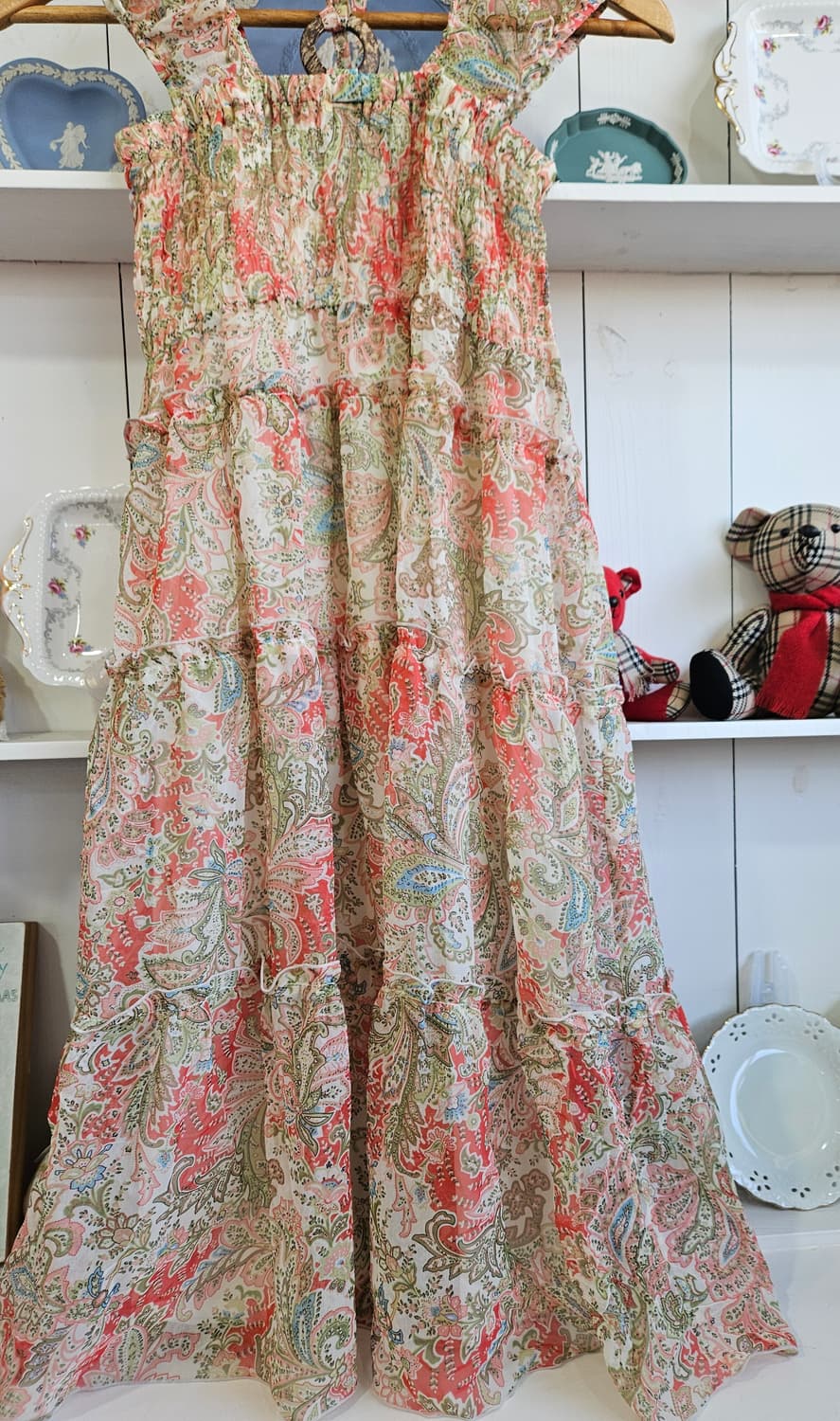 페이즐리 쉬폰 티어드 원피스 상품이미지4