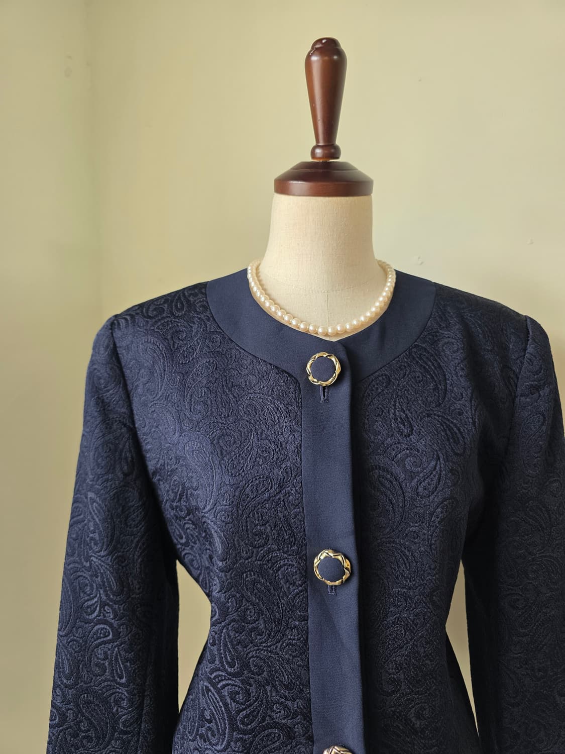 네이비 페이즐리 패턴 자가드 자켓 상품이미지1