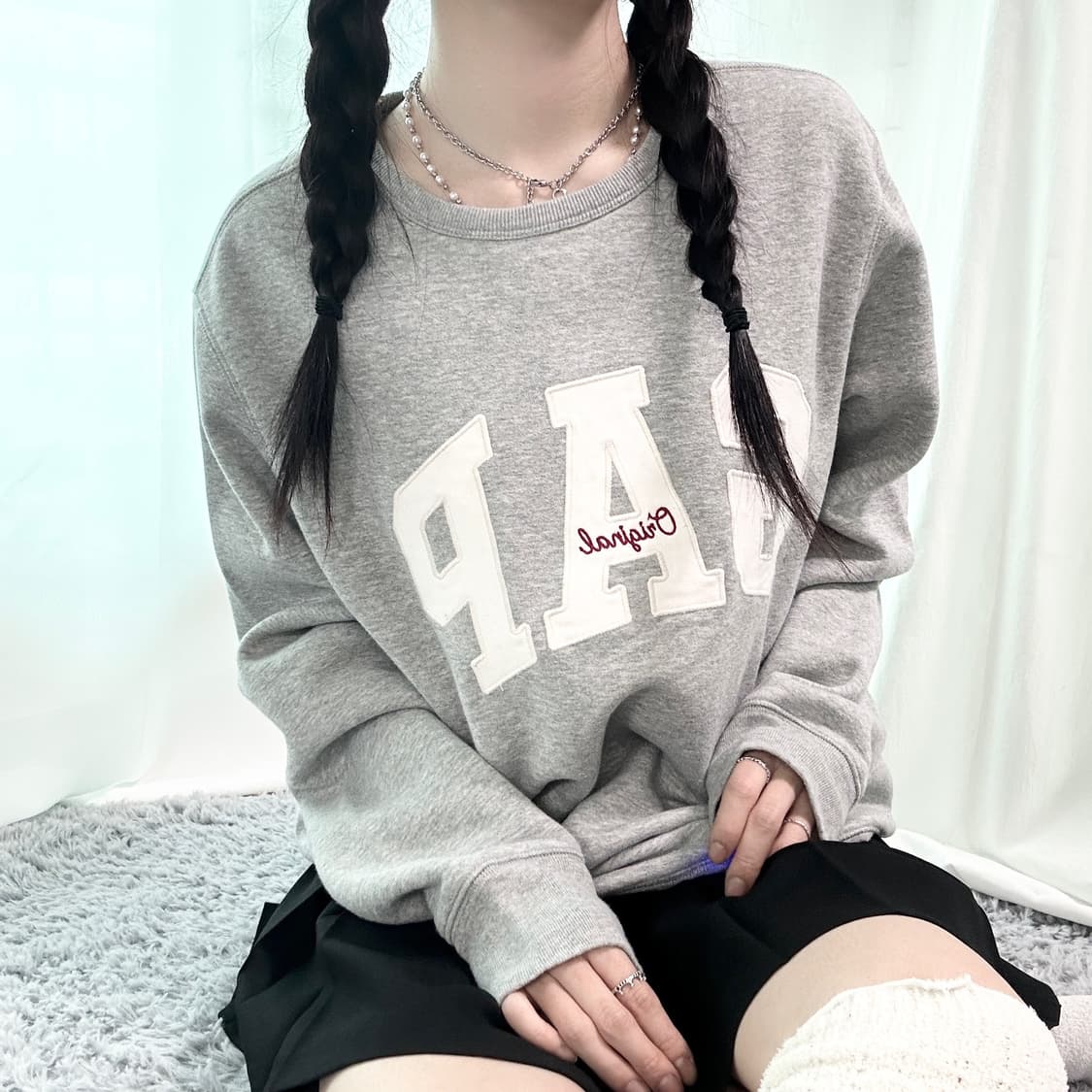 갭 빅로고 그레이 맨투맨 상품이미지2