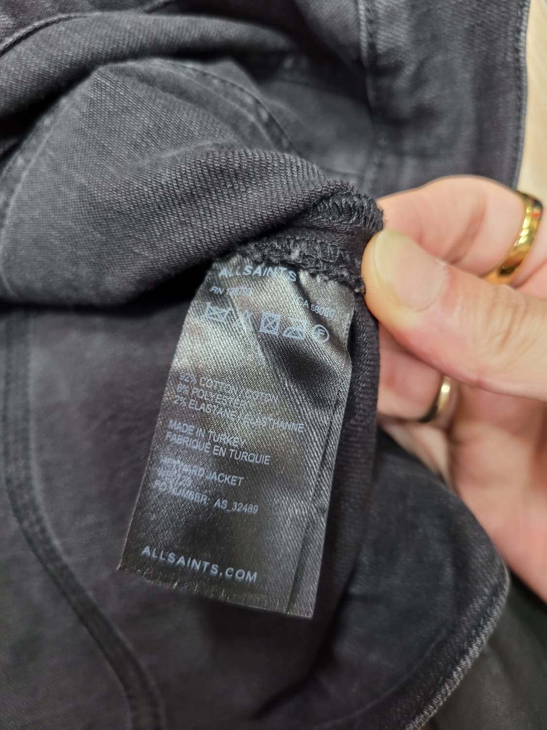 ALLSAINTS 올세인츠 블랙 데님 가죽 소매 자켓 상품이미지5