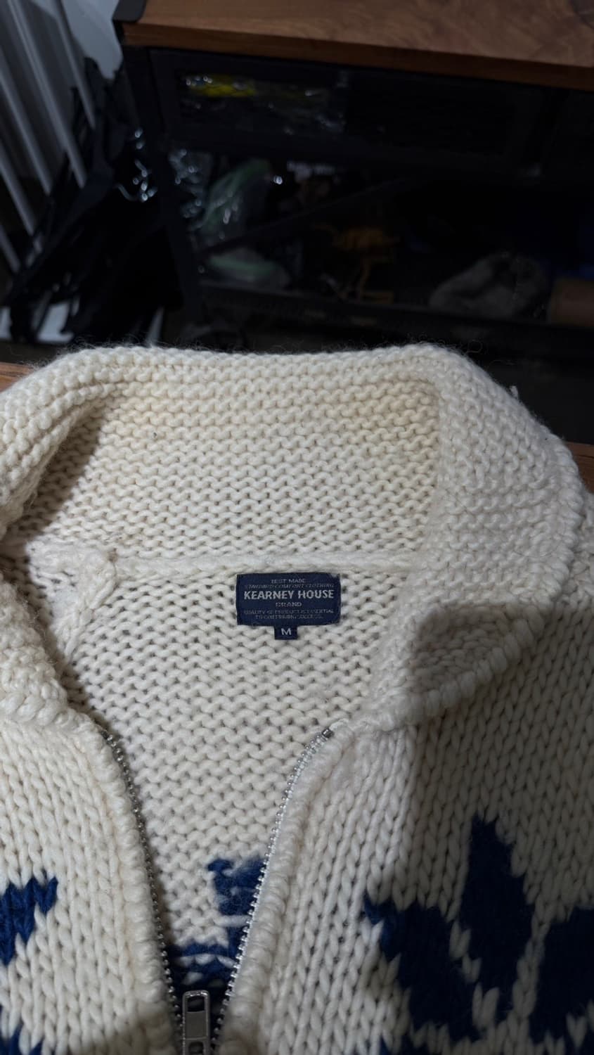 커니 하우스 아이보리 퓨어울 노르딕 코위찬 니트집업 상품이미지7