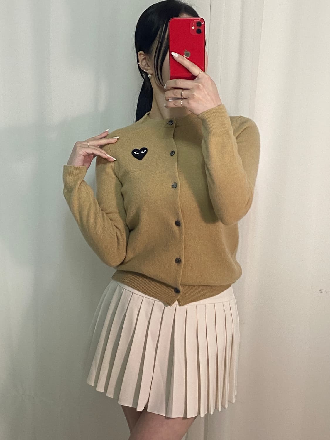 꼼데가르송 샌드베이지 블랙와펜 가디건  상품이미지1