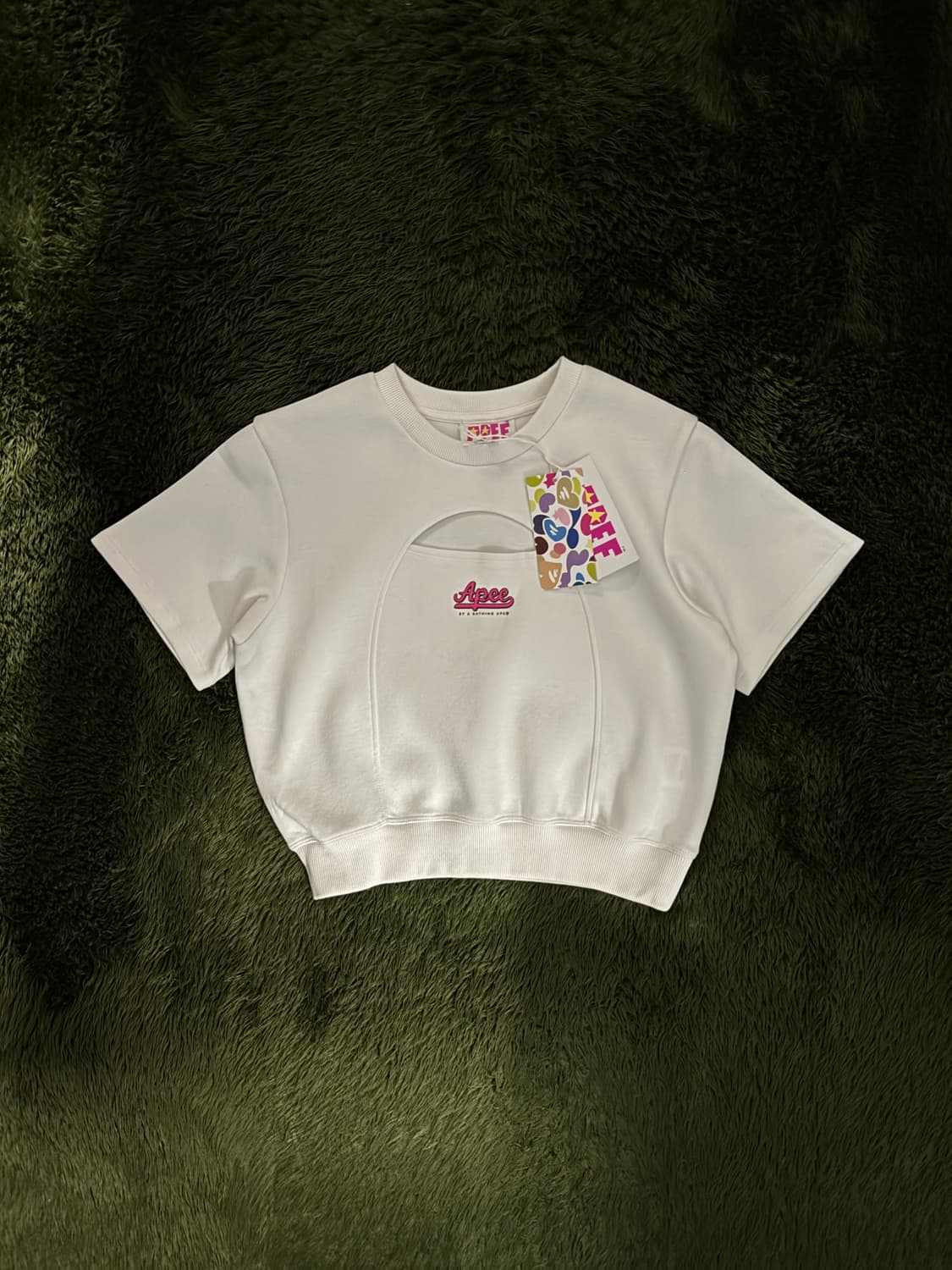 [S] AAPE 에이프 바이 베이프 크롭 스웻 탑 화이트 상품이미지1