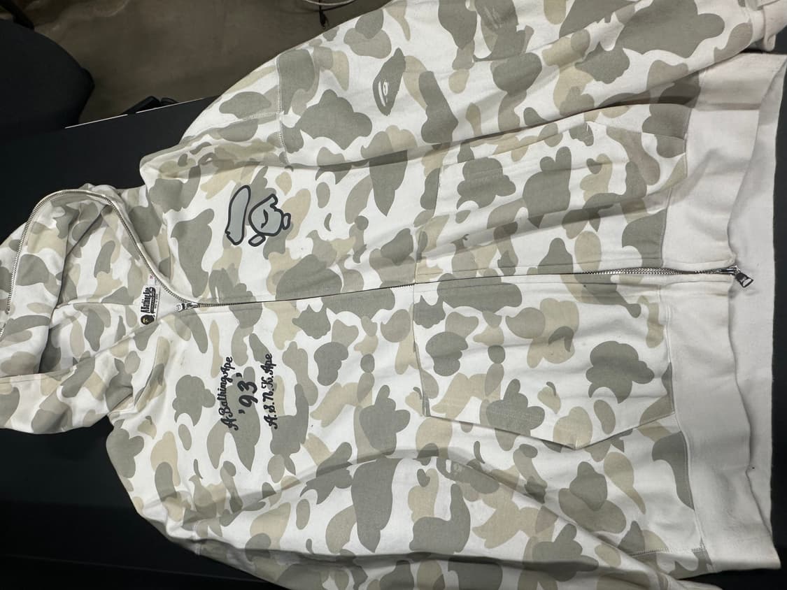 베이프 카모 오버사이즈 풀 집 후드 화이트 상품이미지4