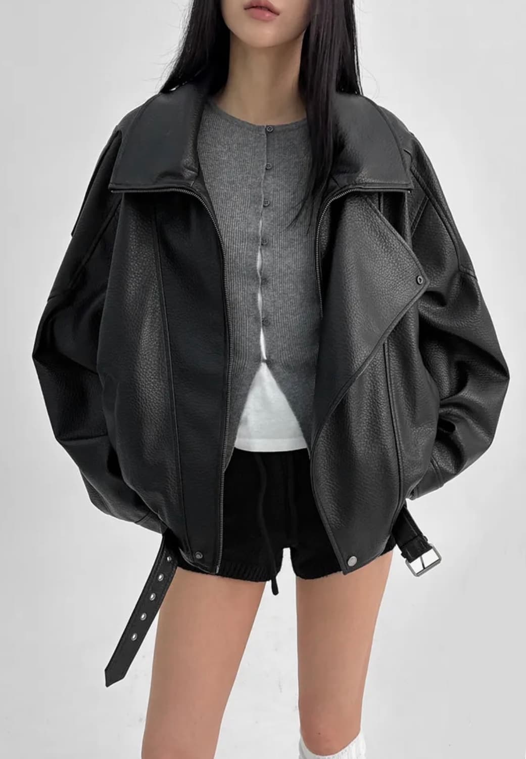 블랙업 티쿠 더블카라 벨트 라이더 자켓 상품이미지2