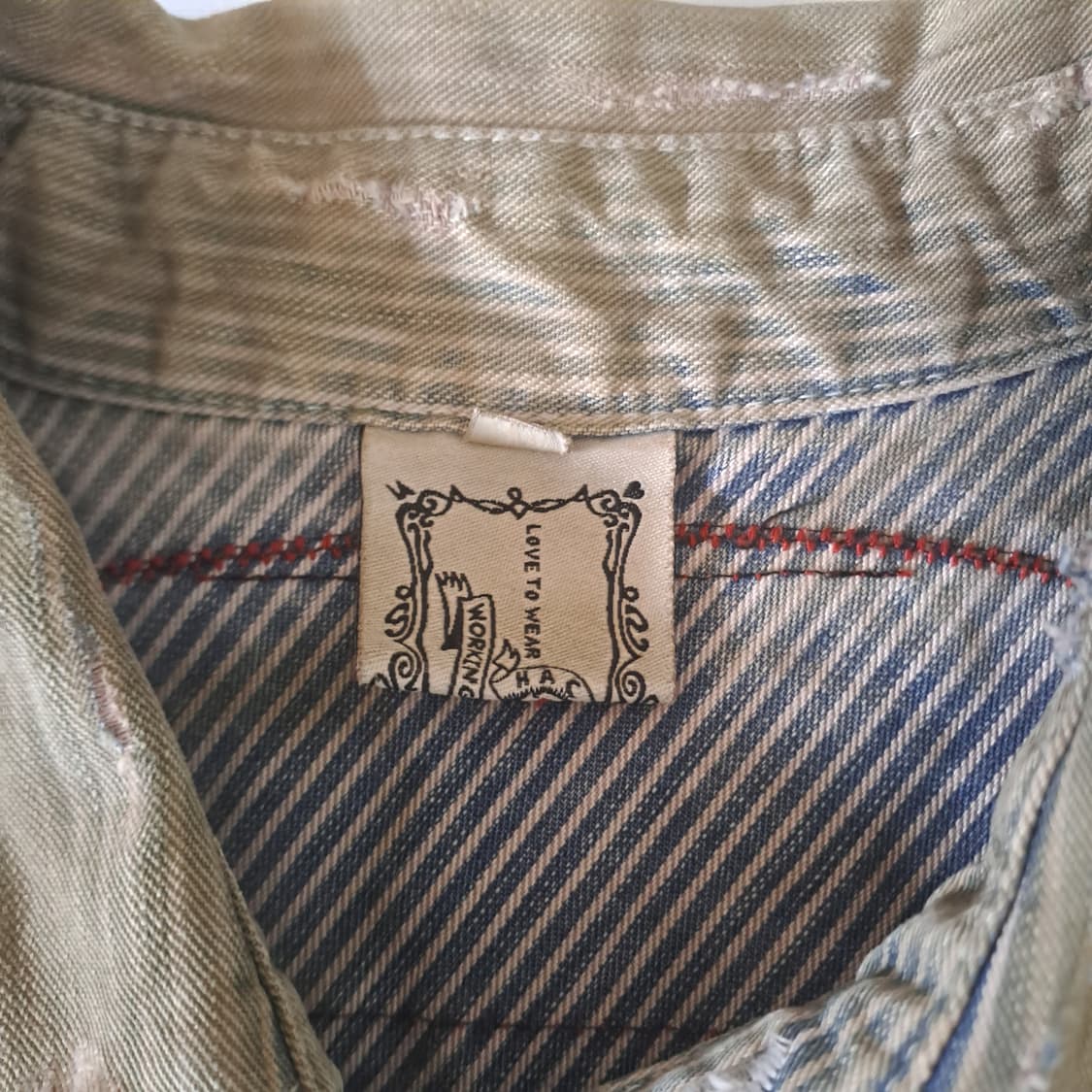 (택포) 해골 자수패치 빈티지 워싱 데님셔츠 95-100 B156 상품이미지7