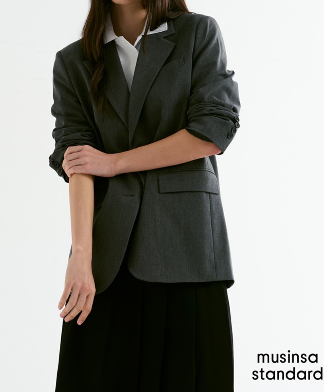 무신사 스탠다드 우먼즈 오버사이즈 블레이저 [그레이] M 상품이미지1