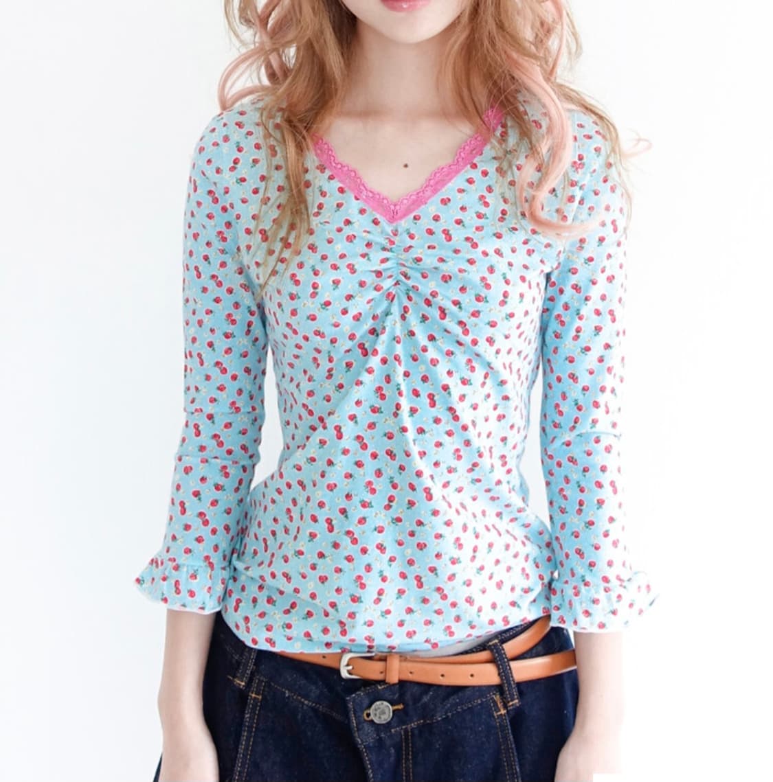 구합니다) 샵페어리 little strawberry lace top 민트 상품이미지1