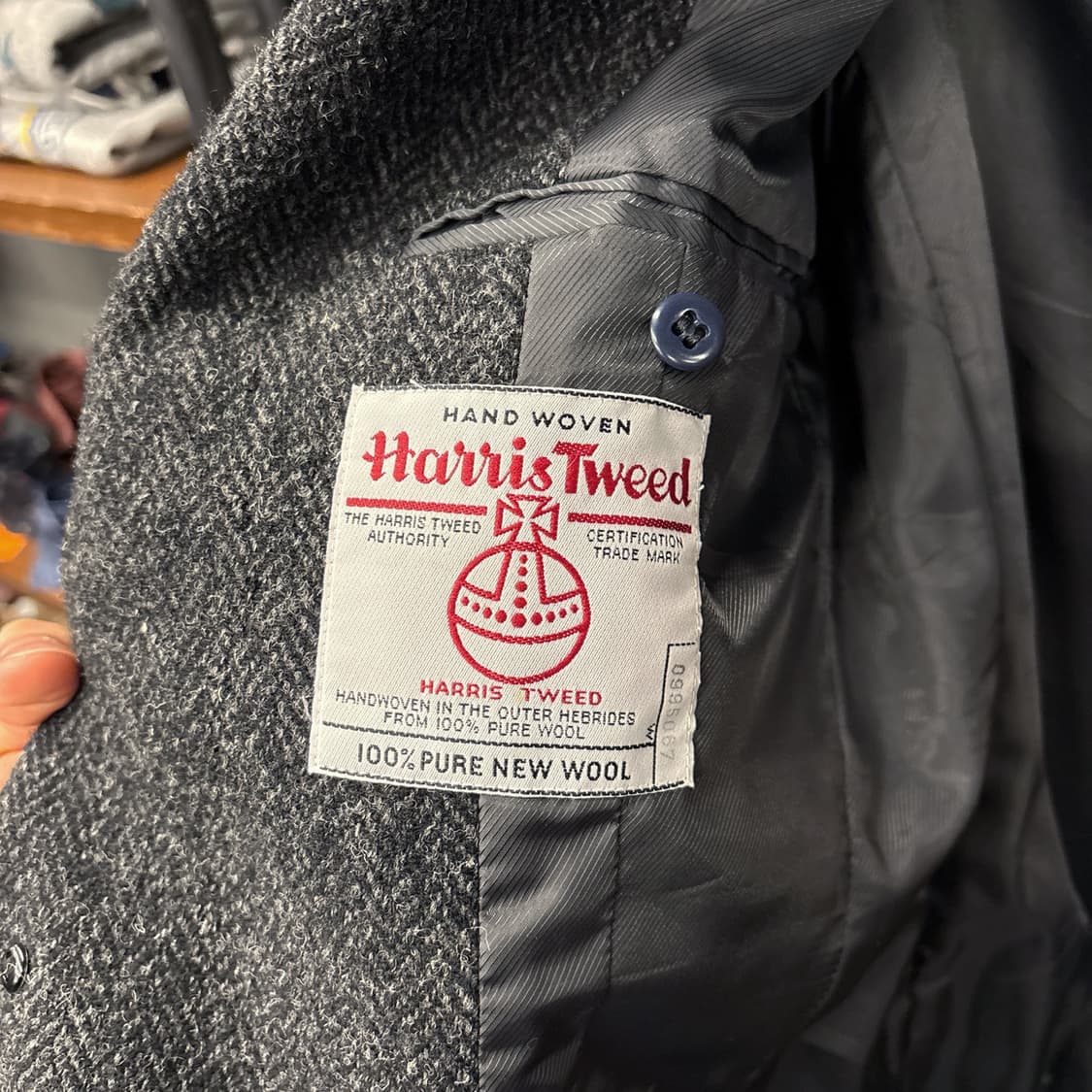 빈티지 해리스트위드 4버튼 헤링본 울 블레이저 상품이미지6