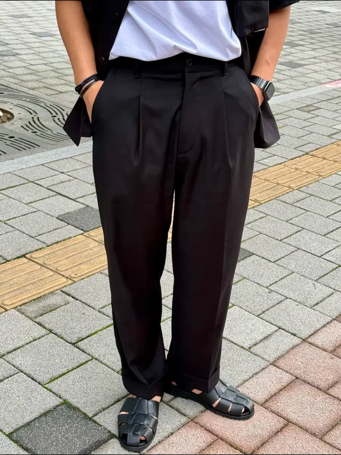 인더로우 스트럭쳐드 슬랙스 블랙 2(32-33) 상품이미지1