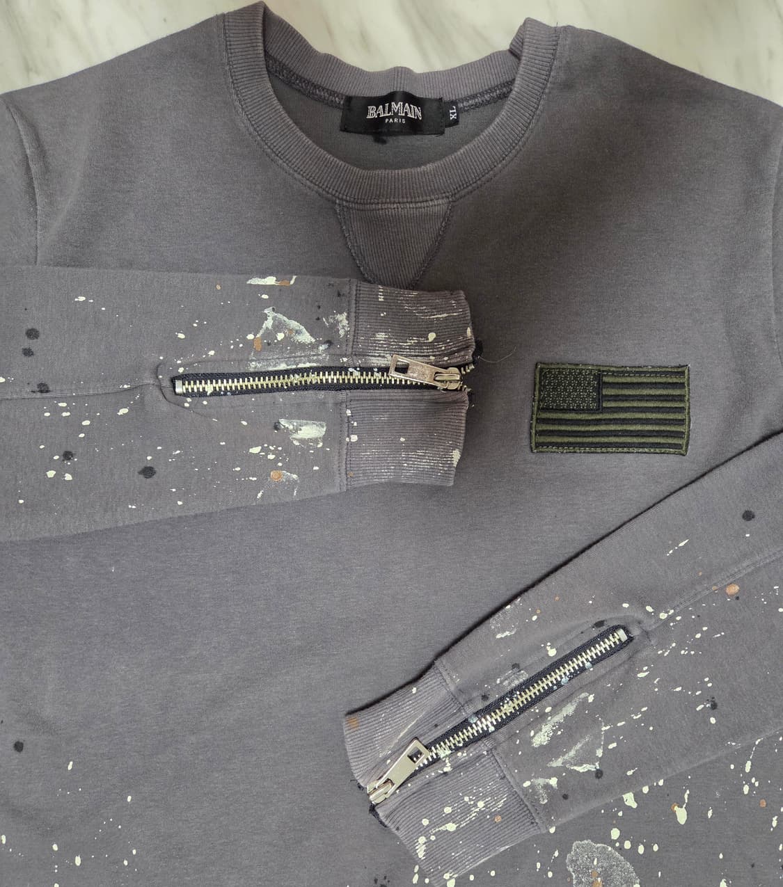 발망 손목지퍼 페인팅 패치 맨투맨 상품이미지3