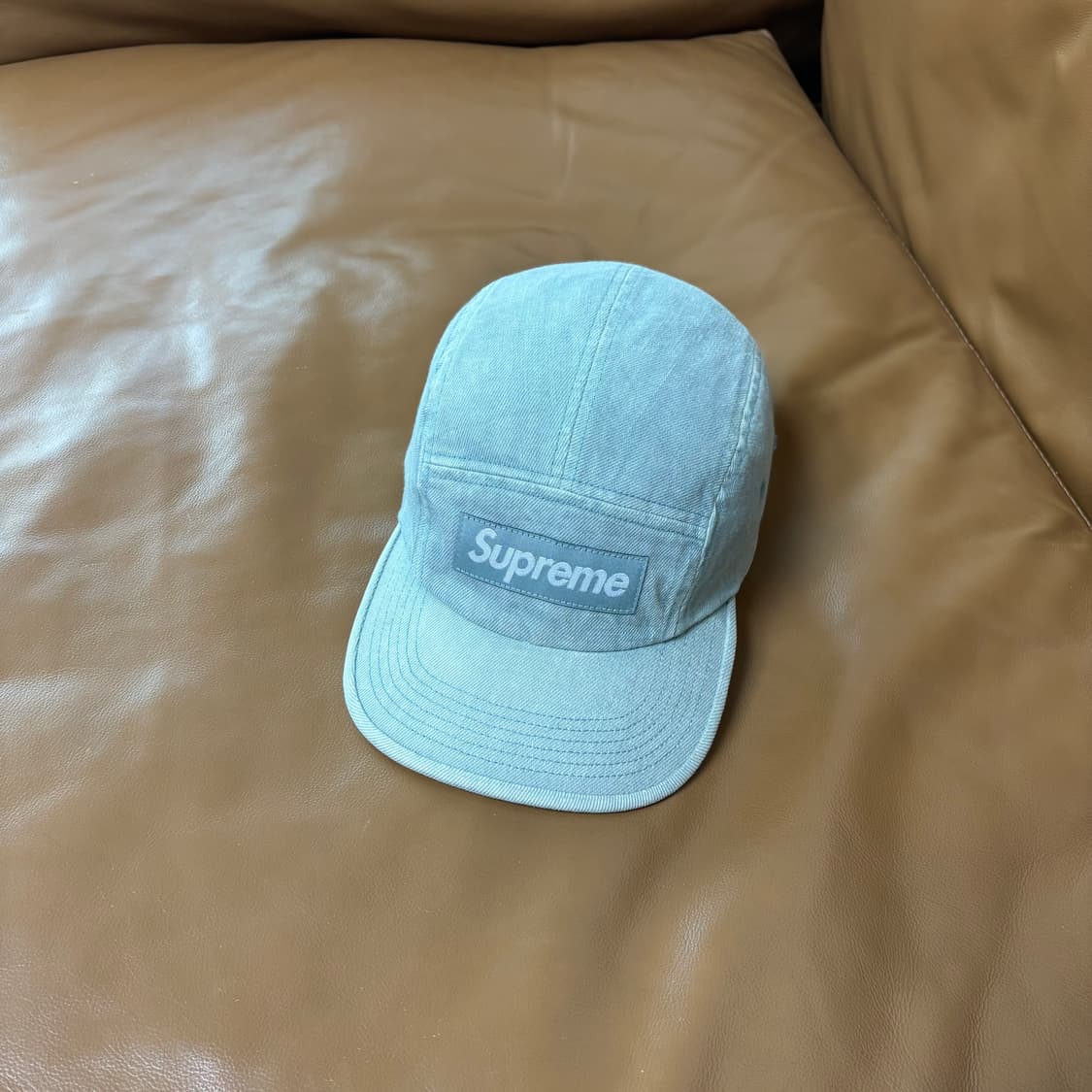 슈프림 캠프캡 모자 박스로고 데님 민트 상품이미지1