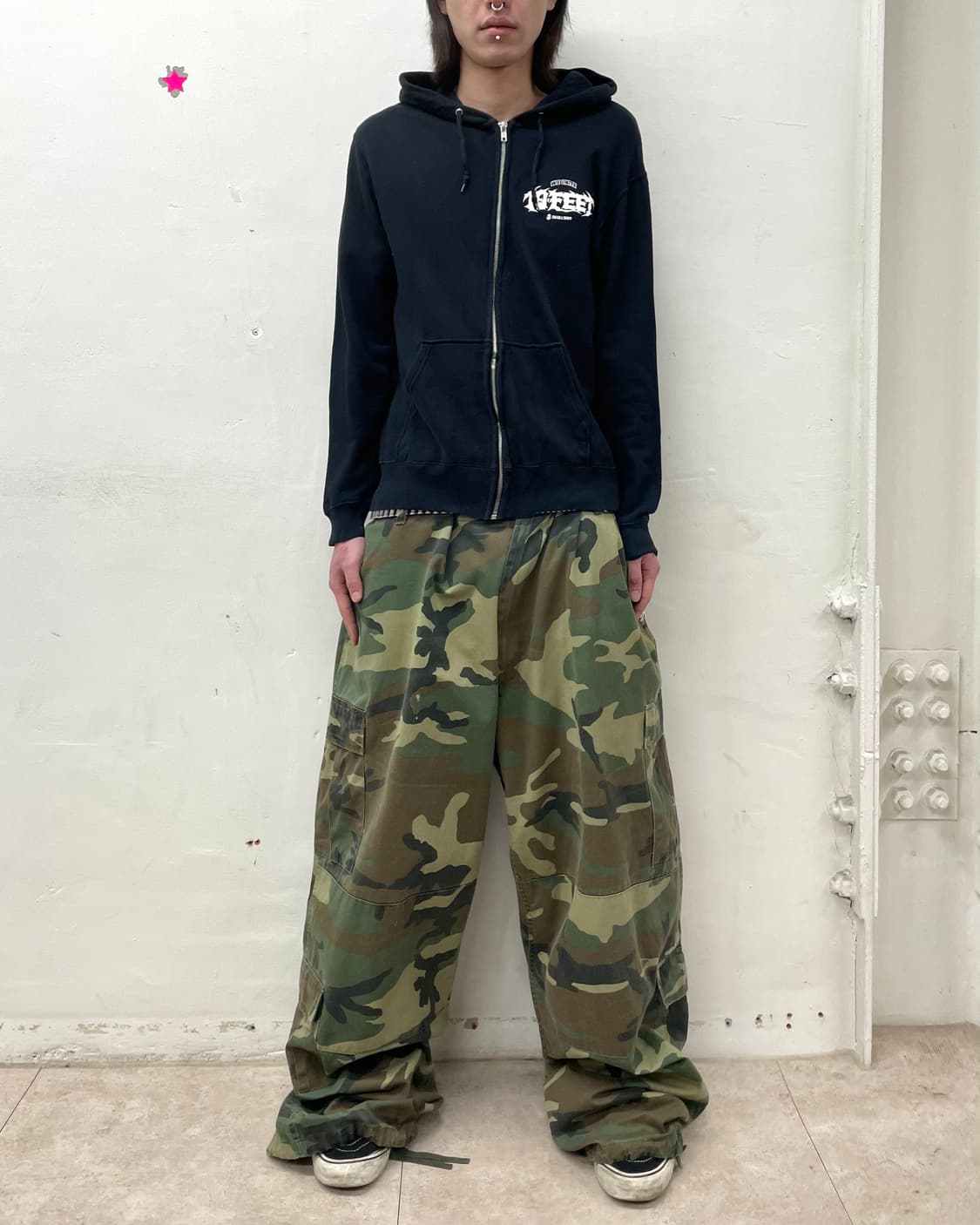 Back Skull Black Hooded Zip-Up 상품이미지4