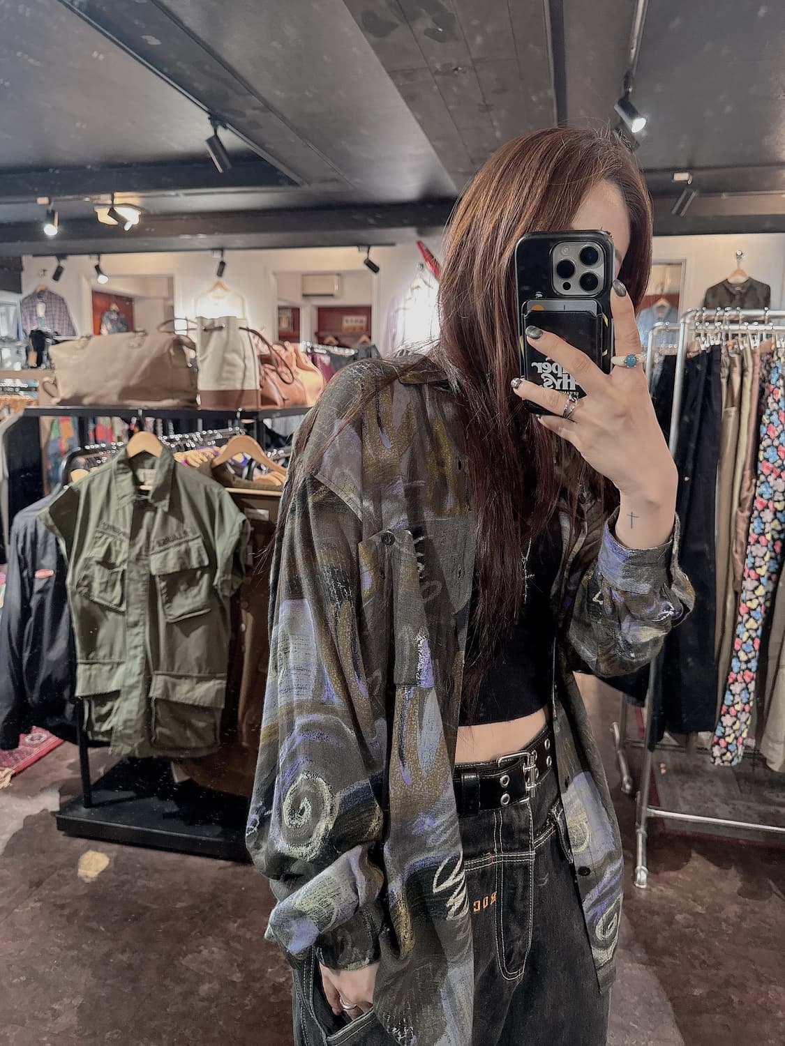 일본빈티지 패턴 카라 블라우스 셔츠 M 상품이미지7