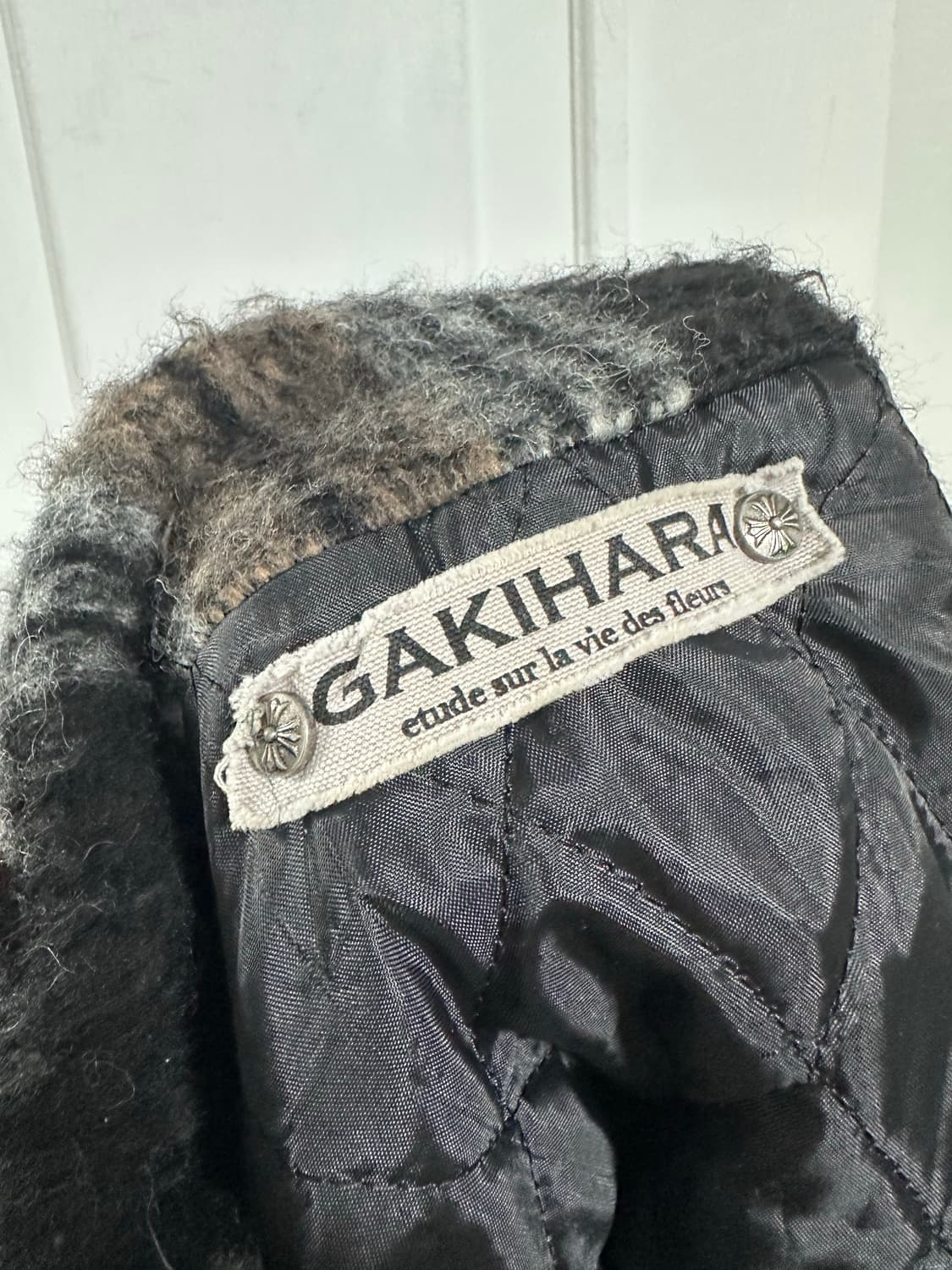 가키하라 모헤어 비즈 체크 패딩자켓 상품이미지4