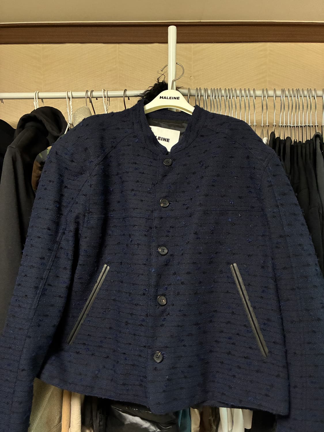 알렌느 트위드 크롭 자켓 네이비 상품이미지1