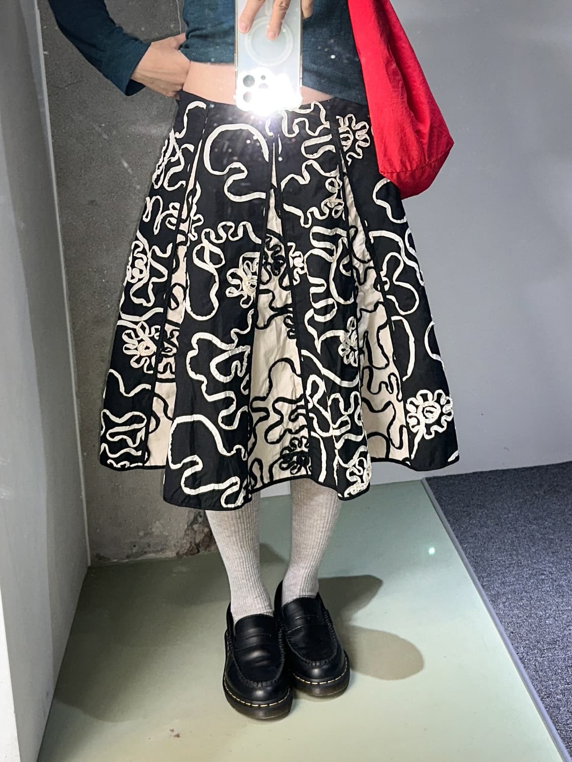 line flower midi skirt 상품이미지1