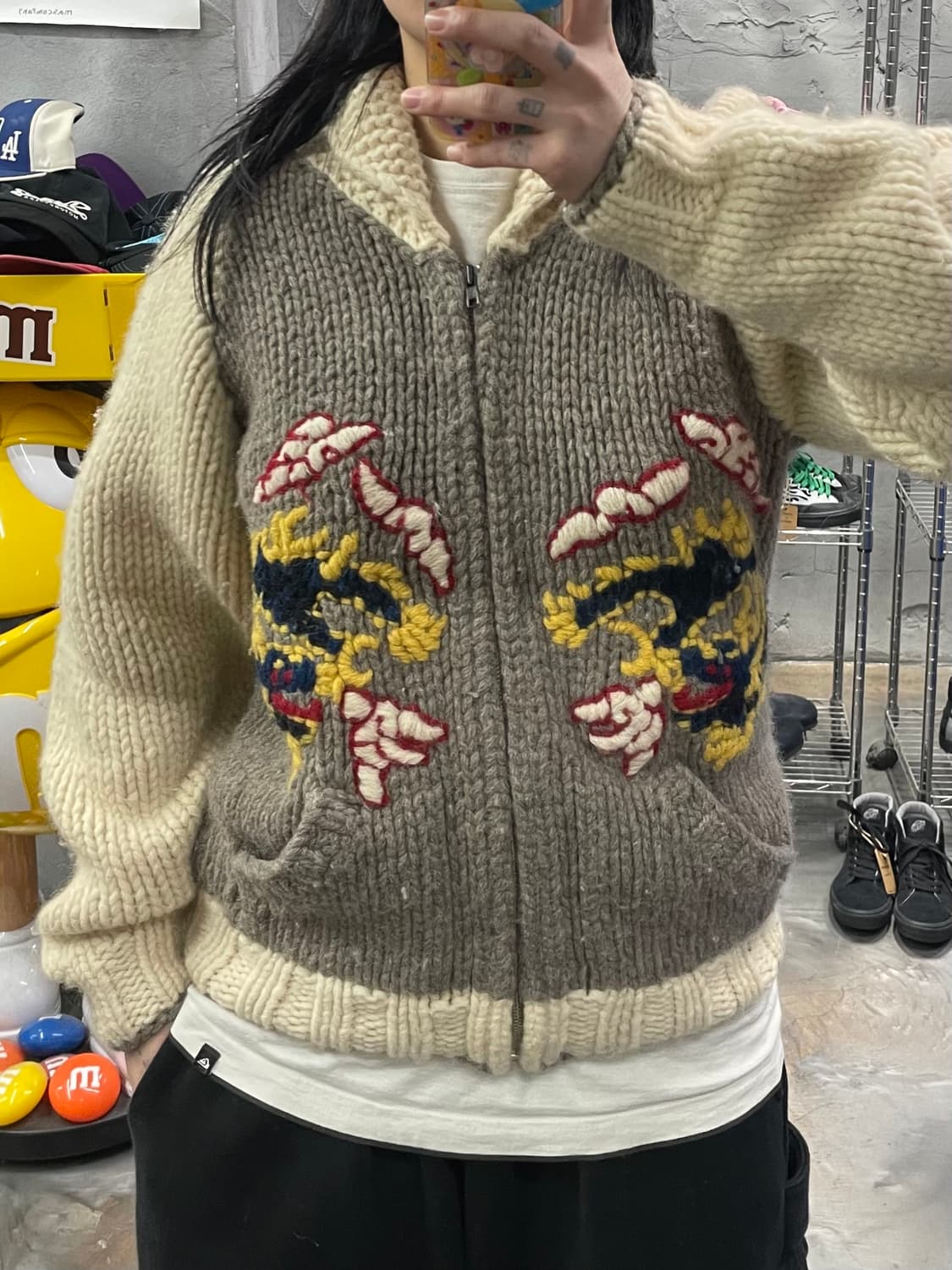 빈티지 드래곤 코위찬 니트집업 상품이미지8