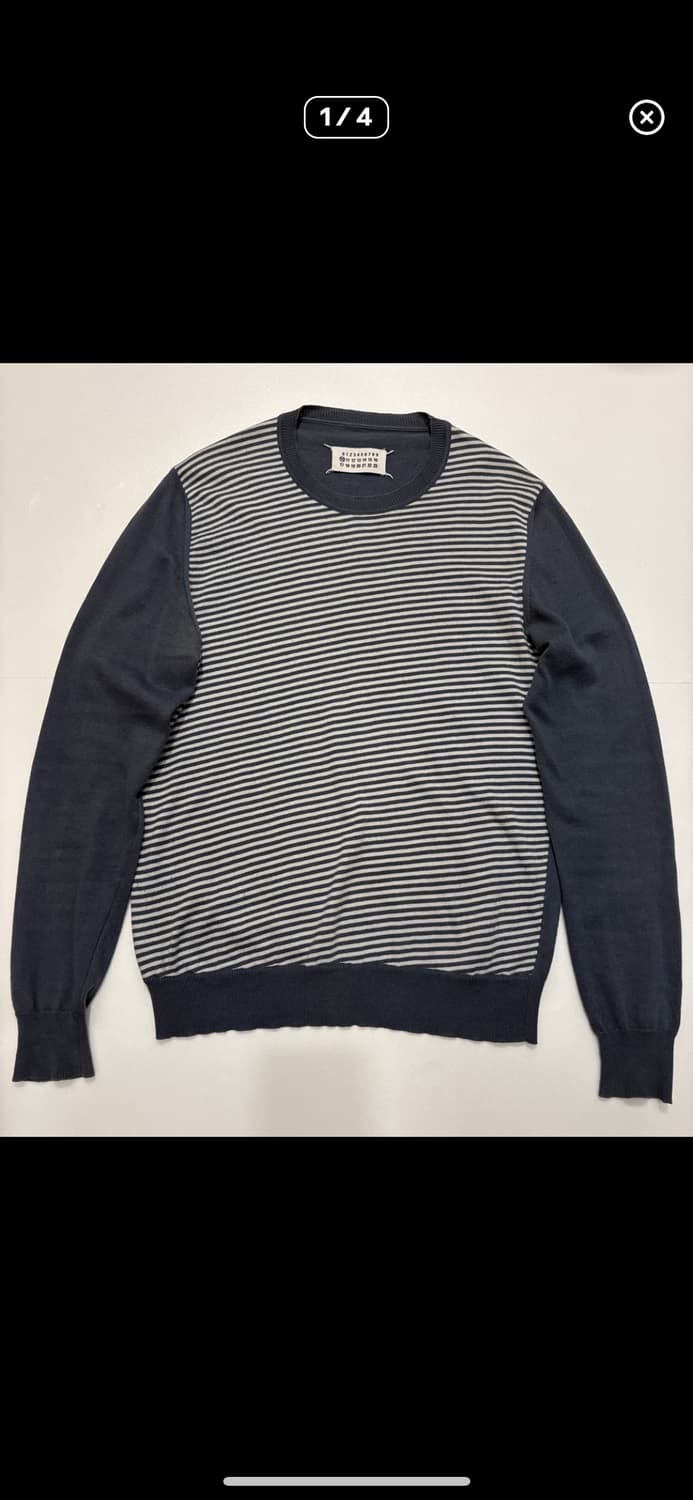 마르지엘라 사선 배색 스트라이프 니트 상품이미지1