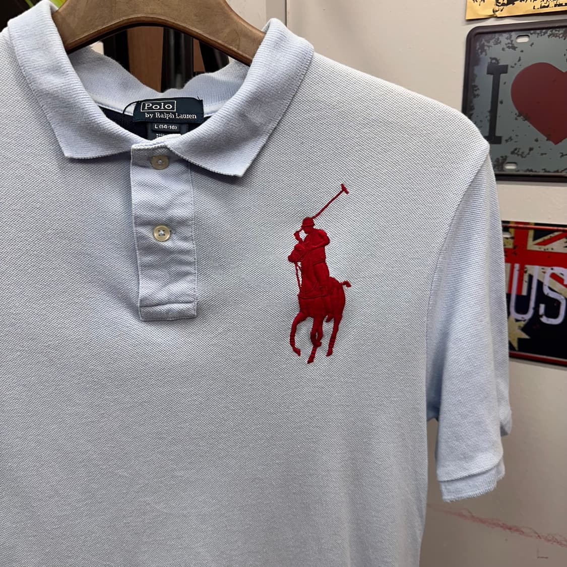 Polo, Big Pony Blue Color Block Polo Shi 상품이미지3