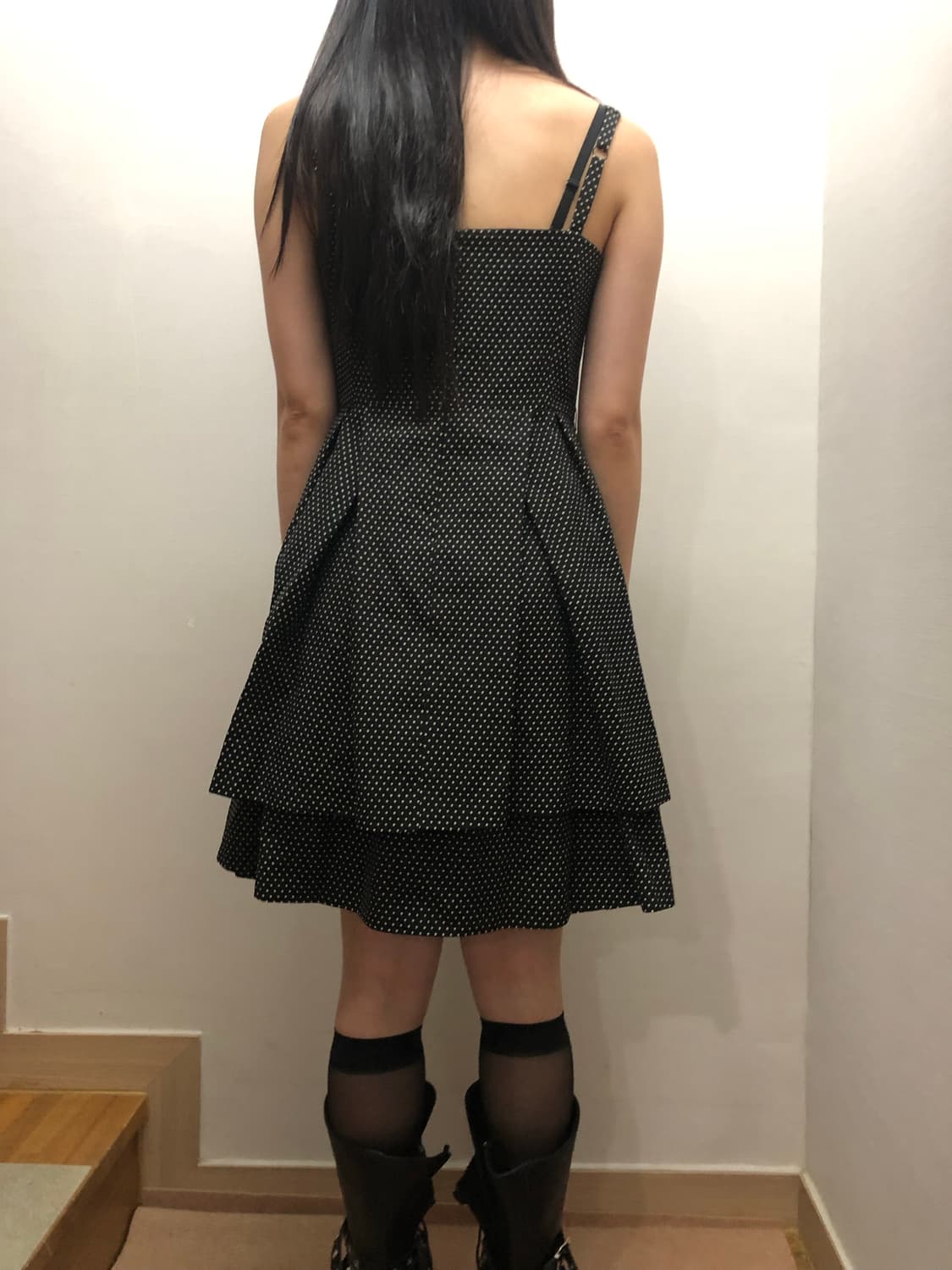 빈티지 블랙 도트 프릴 원피스 상품이미지7