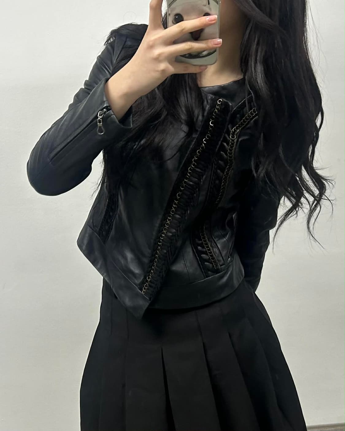 Vintage 양가죽 체인 디테일 레더 자켓 상품이미지2