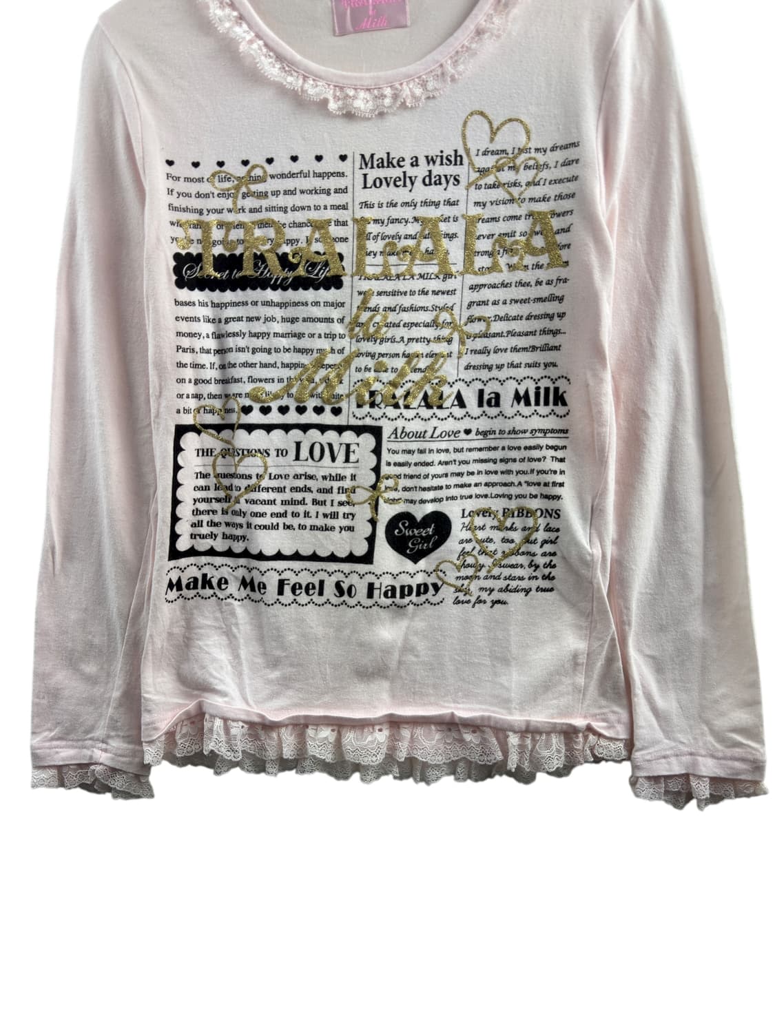 트랄라라 딸기 연핑크 레터링 레이스 롱슬리브1275 상품이미지4