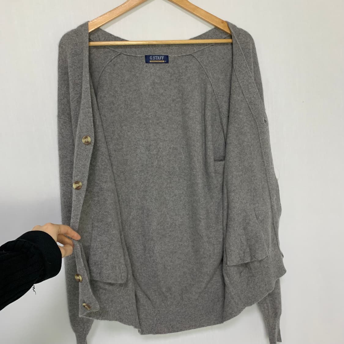 빈티지 캐시미어 100% 그레이 버튼 루즈핏 가디건 M 상품이미지4