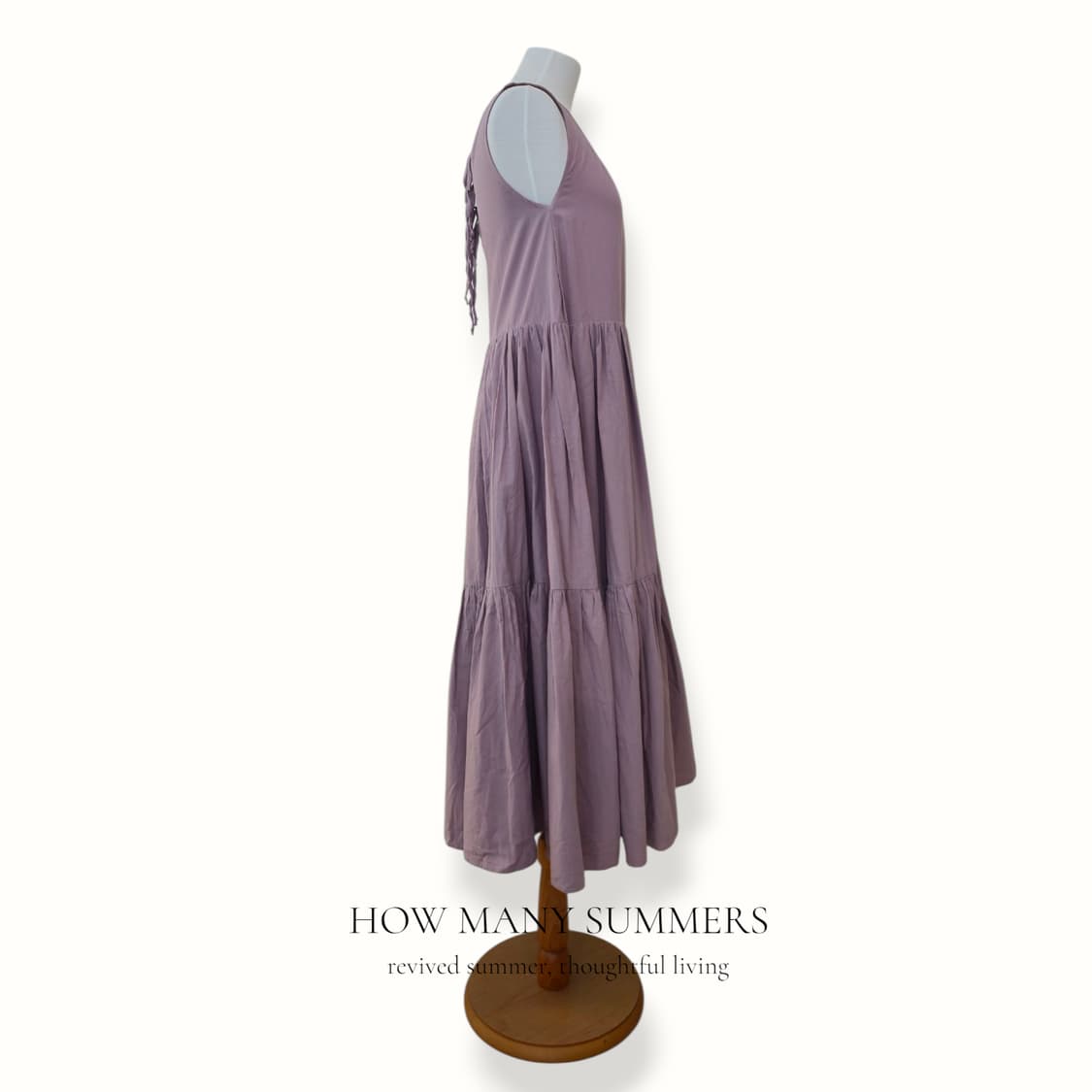 면 캉캉 롱 원피스 뮤트 퍼플 셔링넥 나시 티어드 상품이미지2