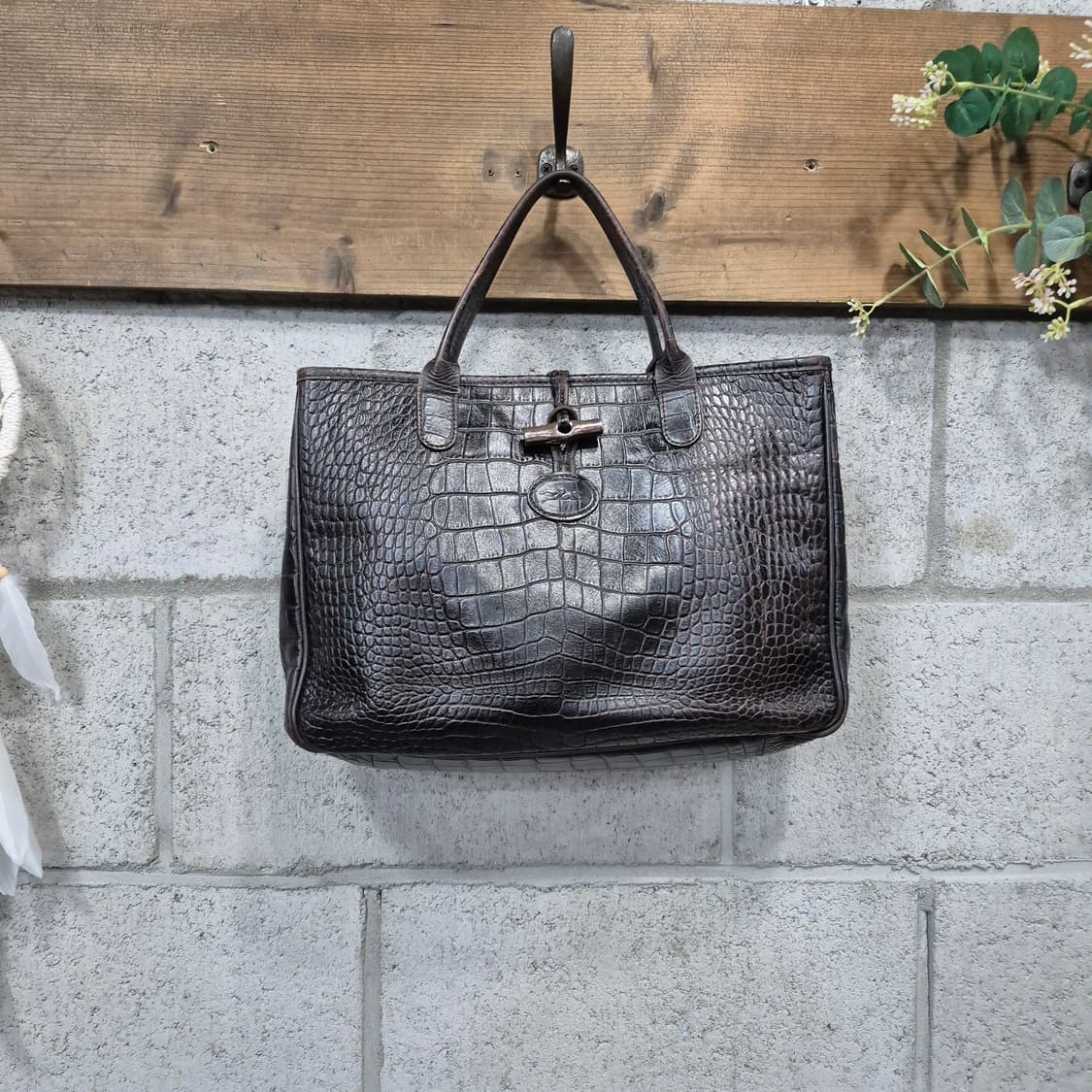 롱샴 로조 크로커다일 패턴 토트백 상품이미지1