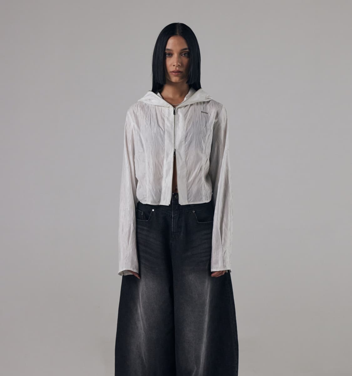 트리밍버드 Silky Wrinkled Hood Shirt [White] 상품이미지1