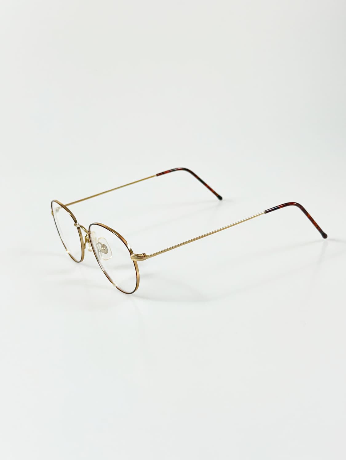 90s 유로피안 클래식 골드 브라운 마블 슬림 라운드 빈티지 안경 상품이미지3