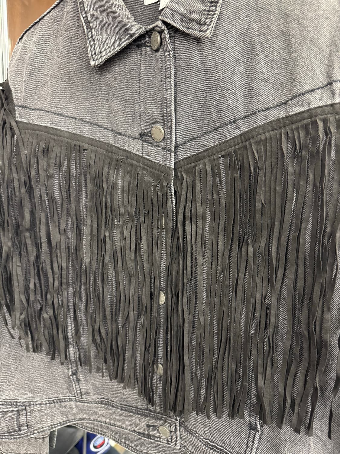 VEVERET 빈티지 프린지 흑청 데님자켓 상품이미지2