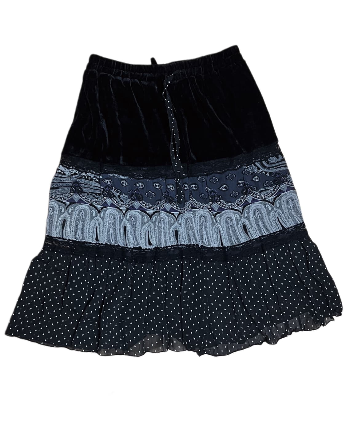 페이즐리 레이어드 미디 롱 스커트 모리걸 갸루 상품이미지6