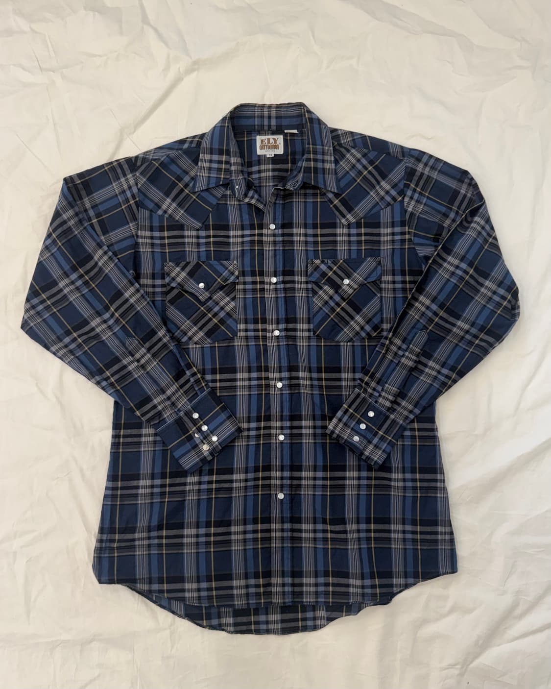 ELY 빈티지 웨스턴 셔츠 네이비 체크 상품이미지4