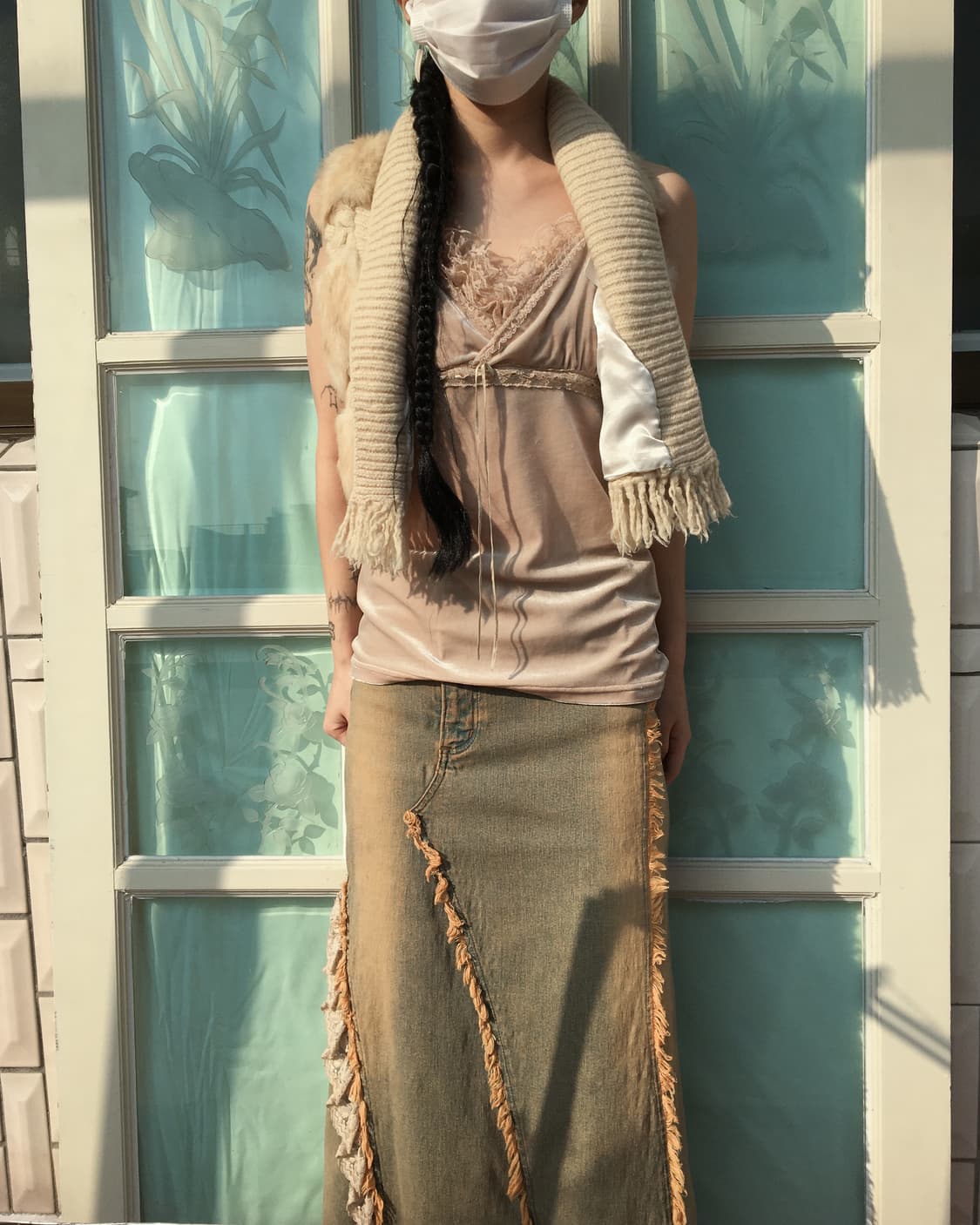 Fur trimming fringe open vest 상품이미지4