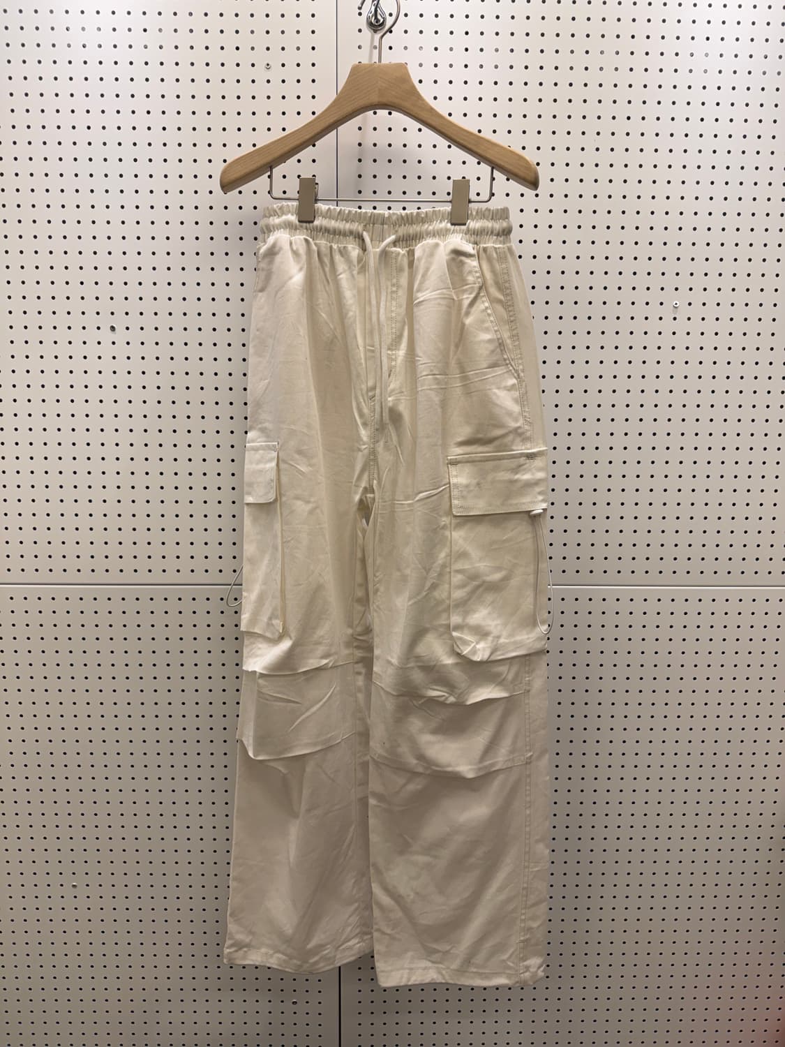 빈티지 카고 스트링 화이트 코튼 팬츠 U686 상품이미지2