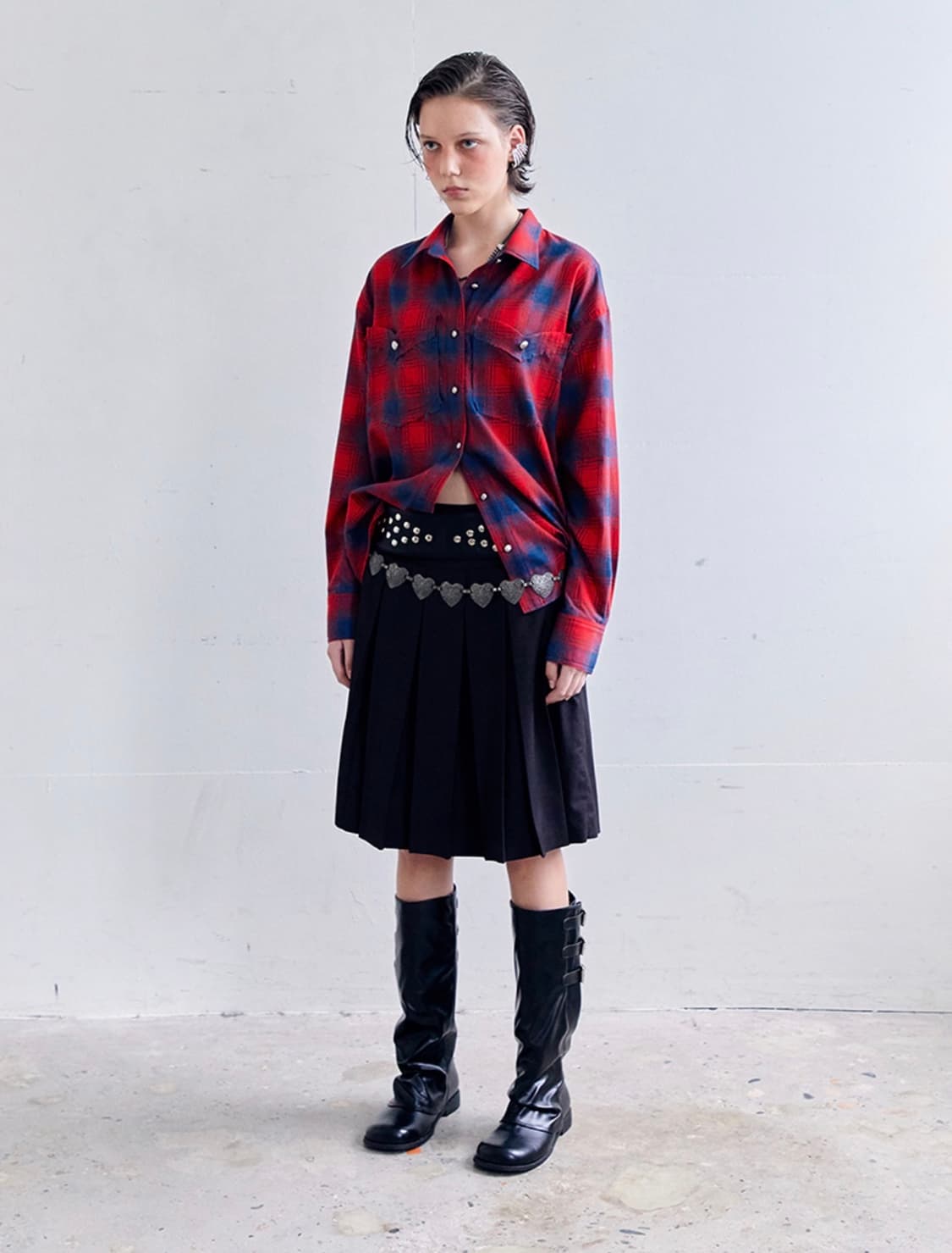 데어드 실버 버튼 체크셔츠 SILVER BUTTON CHECK SHIRT 상품이미지2