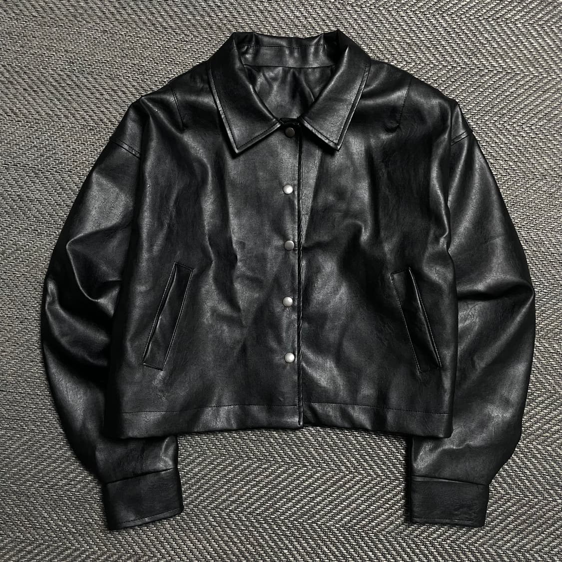 빈티지 미니멀 크롭 레더 가죽 자켓y 5233 상품이미지2