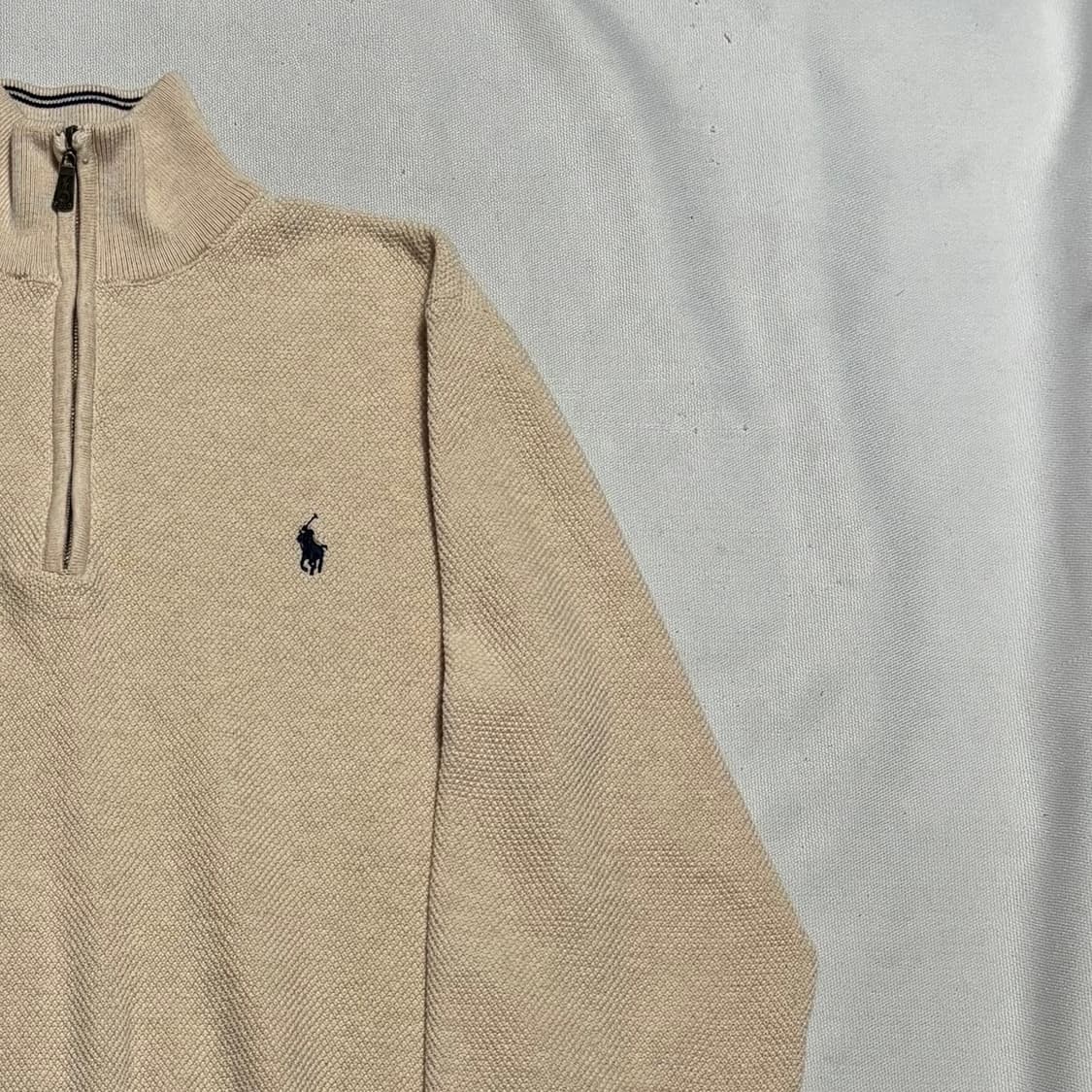 XXL 폴로랄프로렌 네이비 포니 아이보리 반집업 니트 상품이미지1