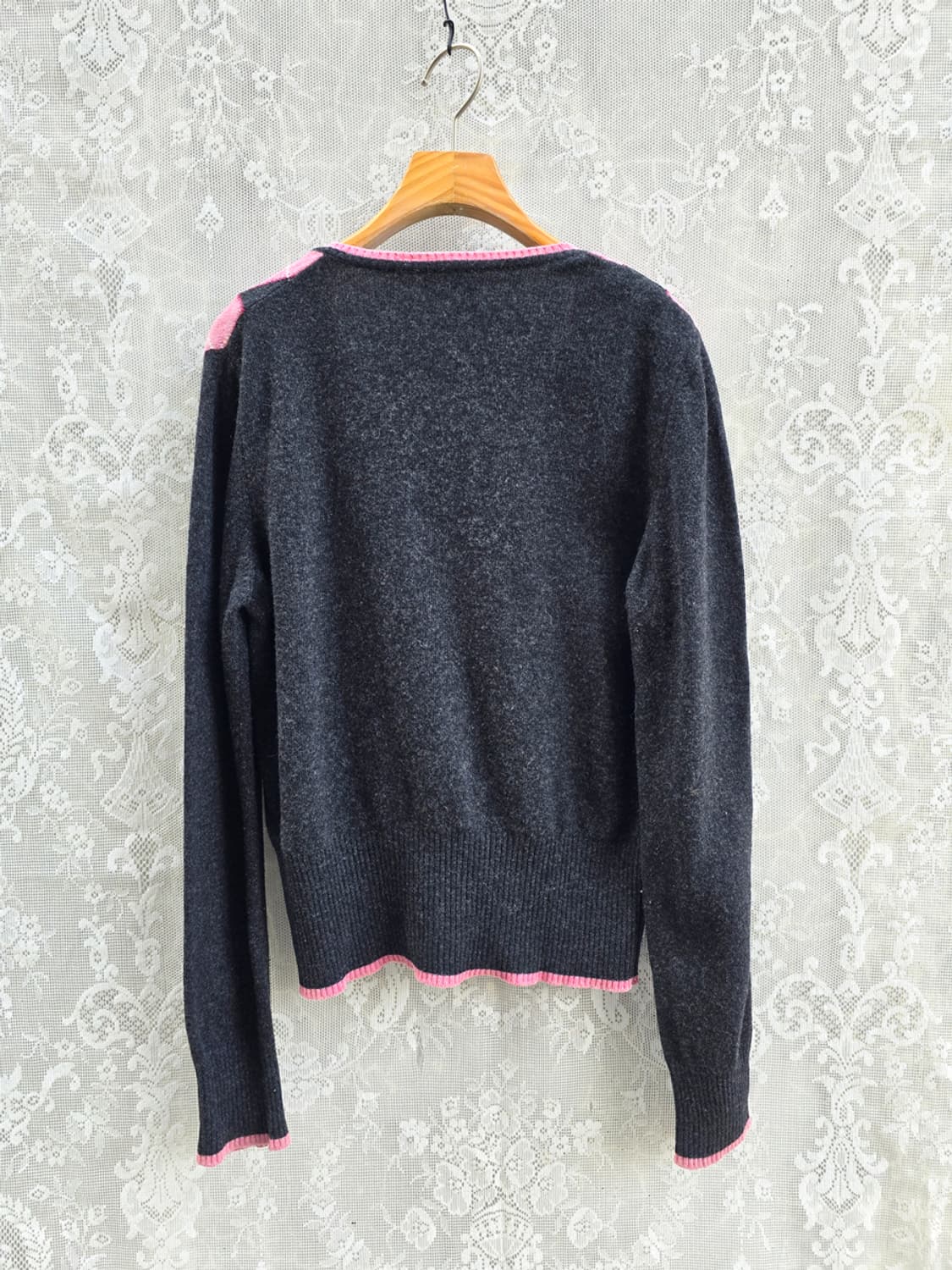 베네통 아가일 브이넥 니트 (made in italy) 상품이미지5