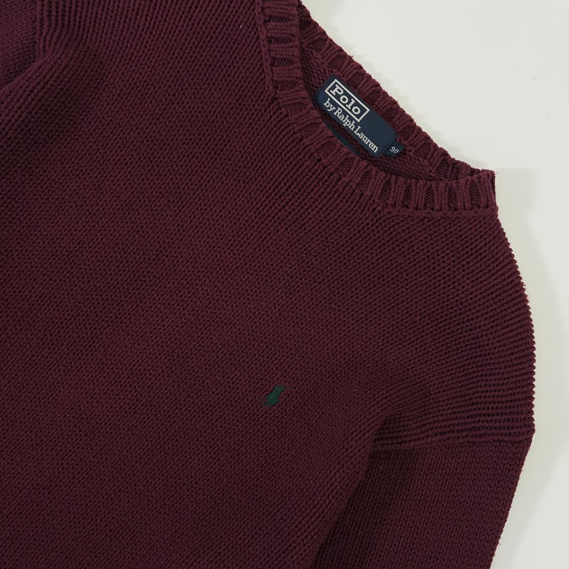Polo  폴로 랄프로렌 자수 코튼 딥버건디 크루넥 니트 상품이미지3