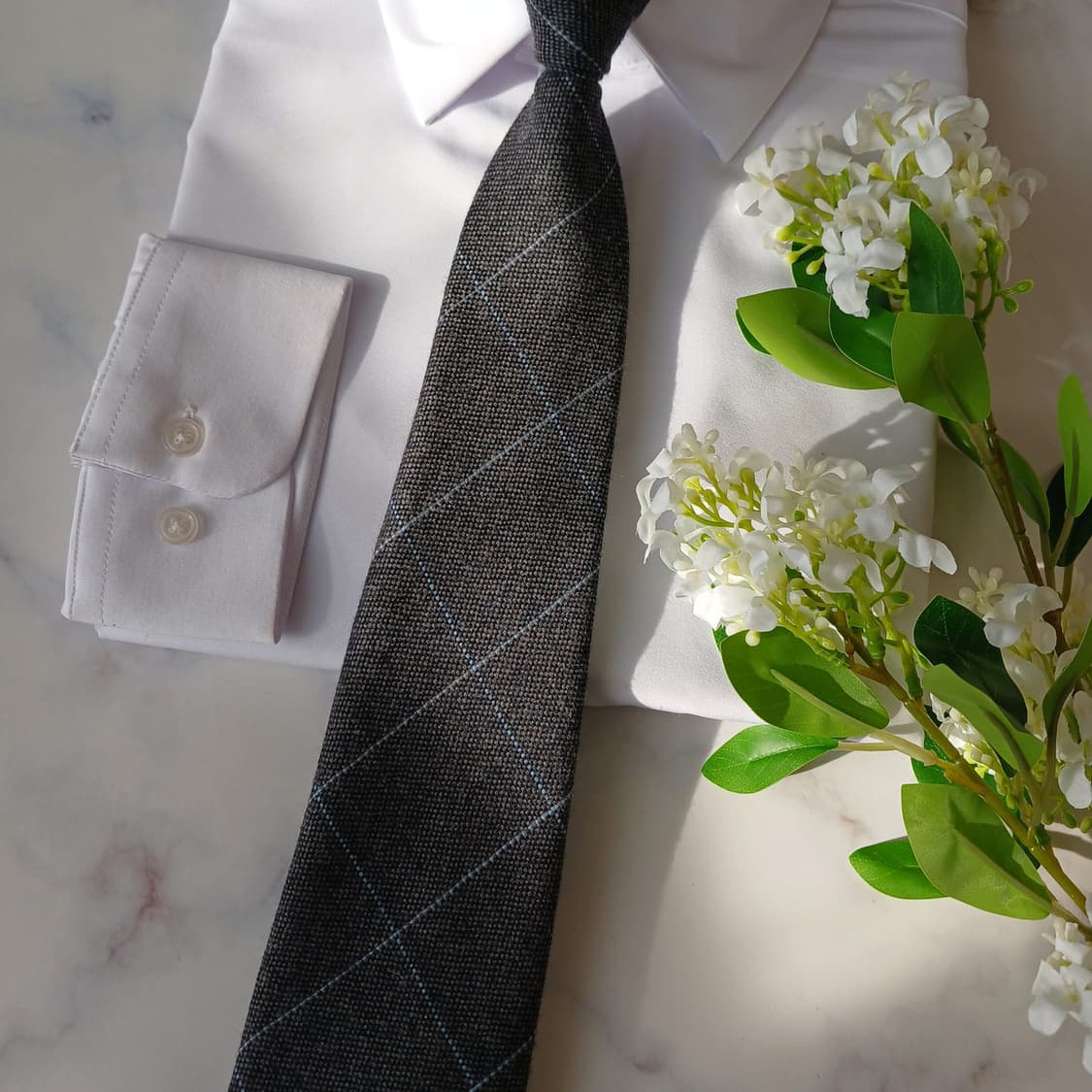 앤드류스타이 울 그레이 체크 넥타이 9.3cm A+등급 A19697 상품이미지7