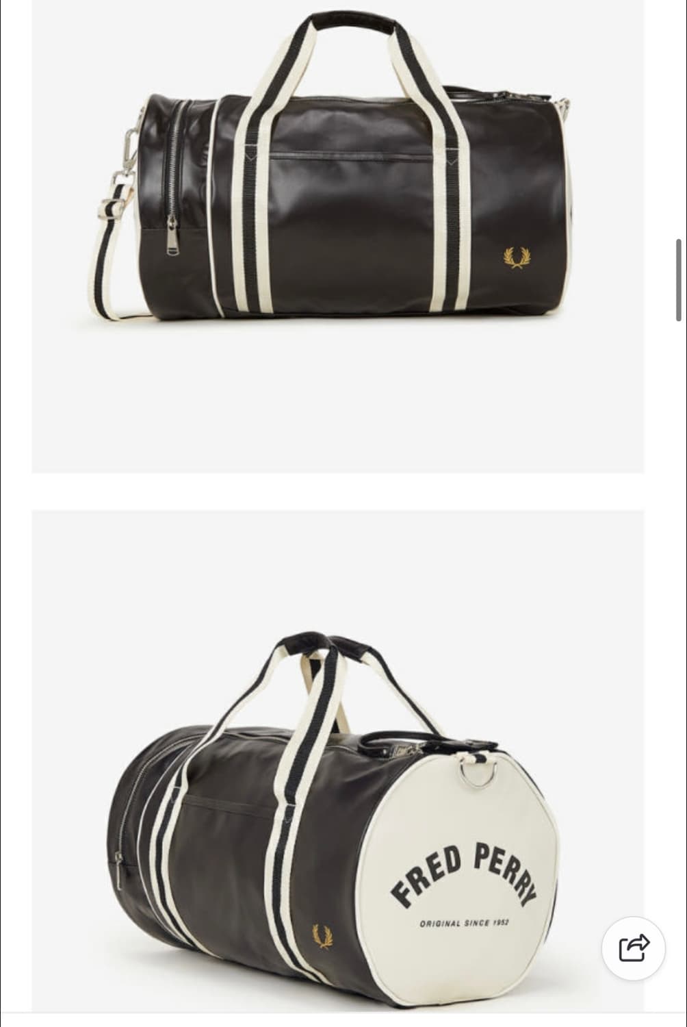 프레드페리 클래식 베럴 백 / 블랙 에크루 색상 상품이미지2