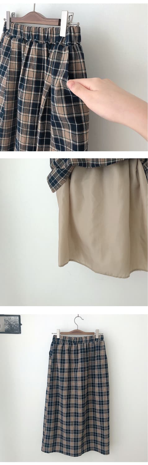 아메카지 체크 밴딩 스커트 상품이미지2